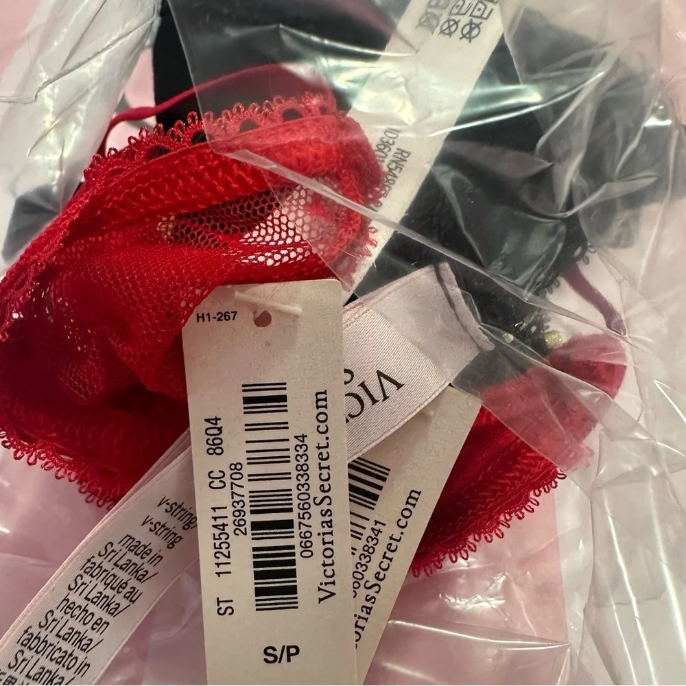 Victoria's Secret Red and Black Lace Thong set